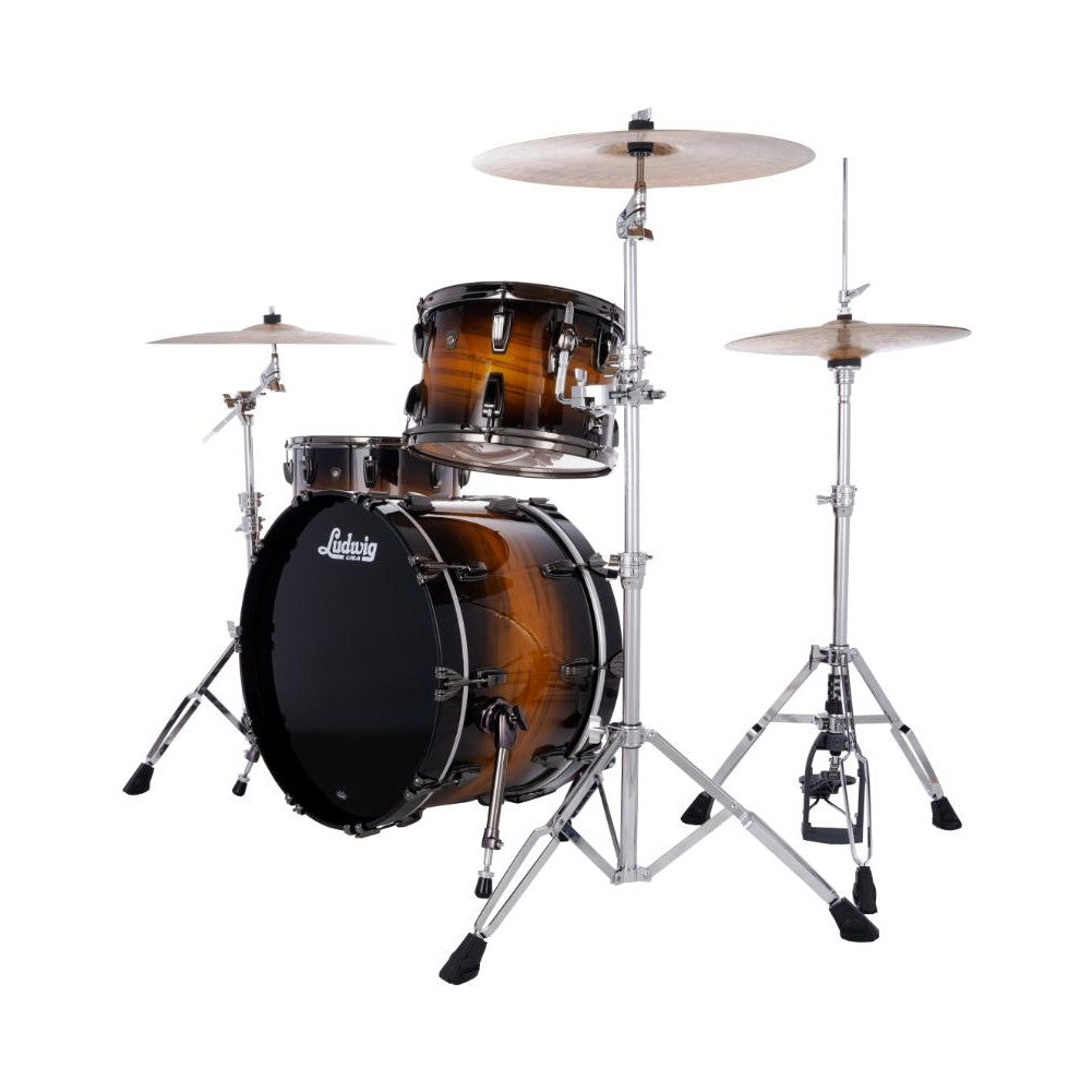 Ludwig Classic Maple Exotic Select 3pc Fab Drum Set Black Gold Burst - Drum Center Of Portsmouth