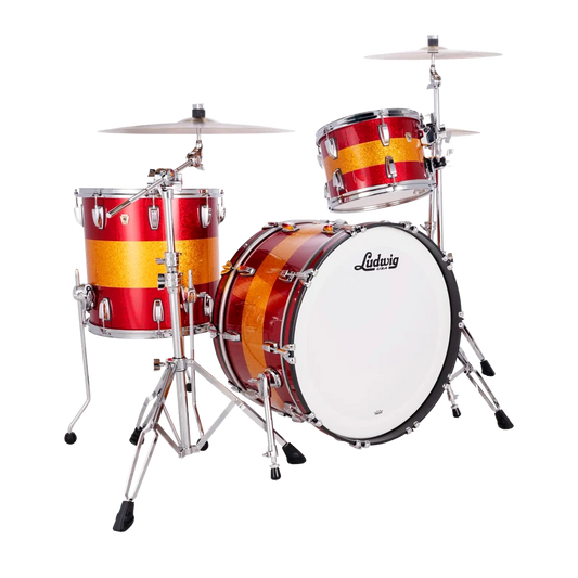 Ludwig Classic Maple 3pc Pro Beat Drum Set Red/Gold/Red Tri-Band - Drum Center Of Portsmouth