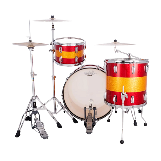 Ludwig Classic Maple 3pc Pro Beat Drum Set Red/Gold/Red Tri-Band - Drum Center Of Portsmouth