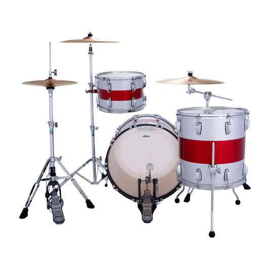 Ludwig Classic Maple 3pc Pro Beat Drum Set Silver/Red/Silver Tri-Band - Drum Center Of Portsmouth