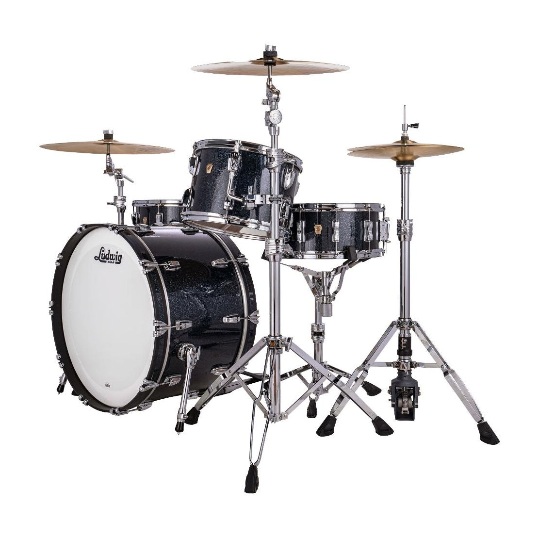 Ludwig Classic Maple 3pc Pro Beat Drum Set Hybrid Black Sparkle - Drum Center Of Portsmouth