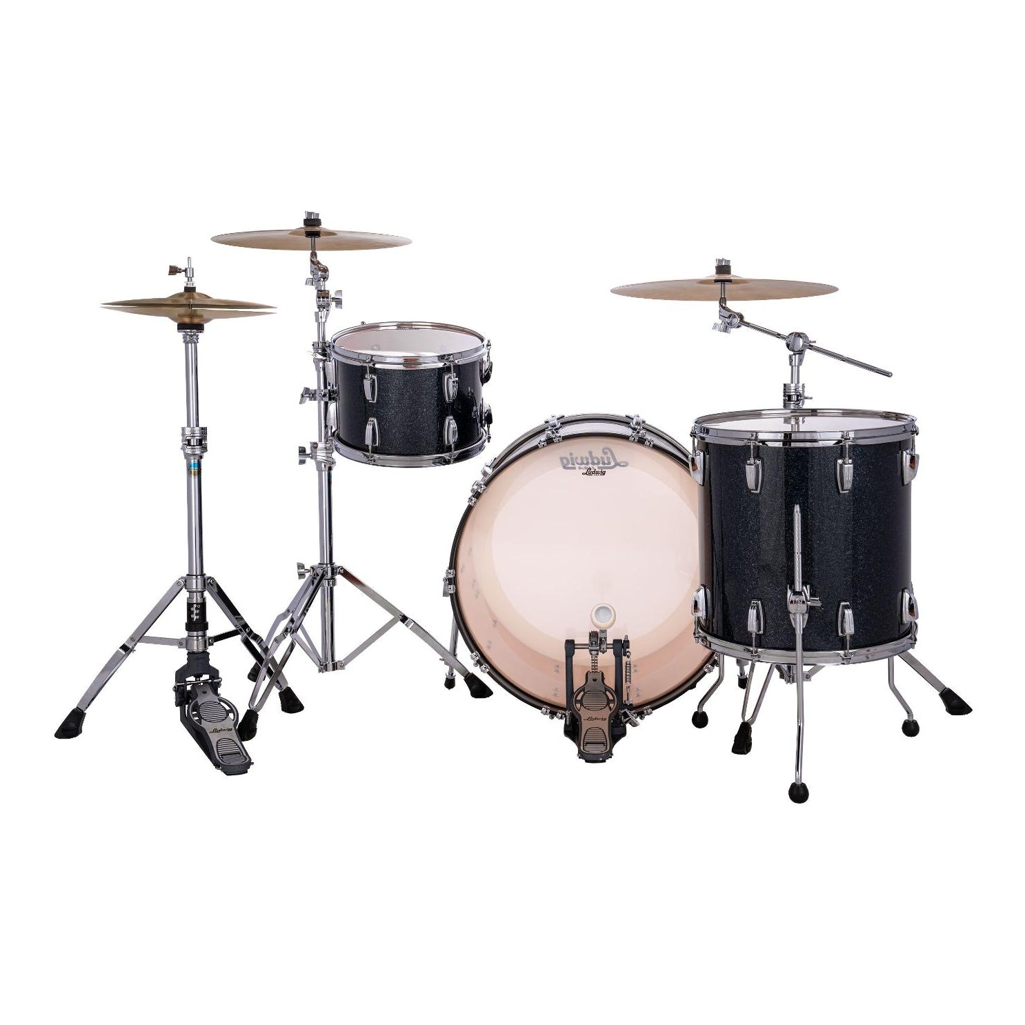 Ludwig Classic Maple 3pc Pro Beat Drum Set Hybrid Black Sparkle - Drum Center Of Portsmouth