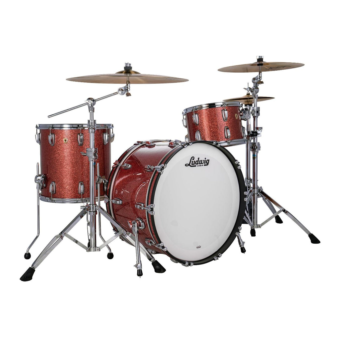 Ludwig Classic Maple 3pc Pro Beat Drum Set Hybrid Copper Sparkle - Drum Center Of Portsmouth