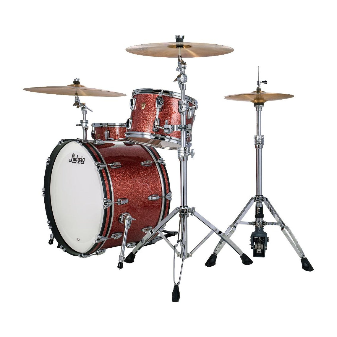 Ludwig Classic Maple 3pc Pro Beat Drum Set Hybrid Copper Sparkle - Drum Center Of Portsmouth