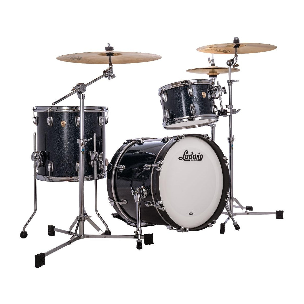 Ludwig Classic Maple 3pc Jazz Drum Set Hybrid Black Sparkle - Drum Center Of Portsmouth