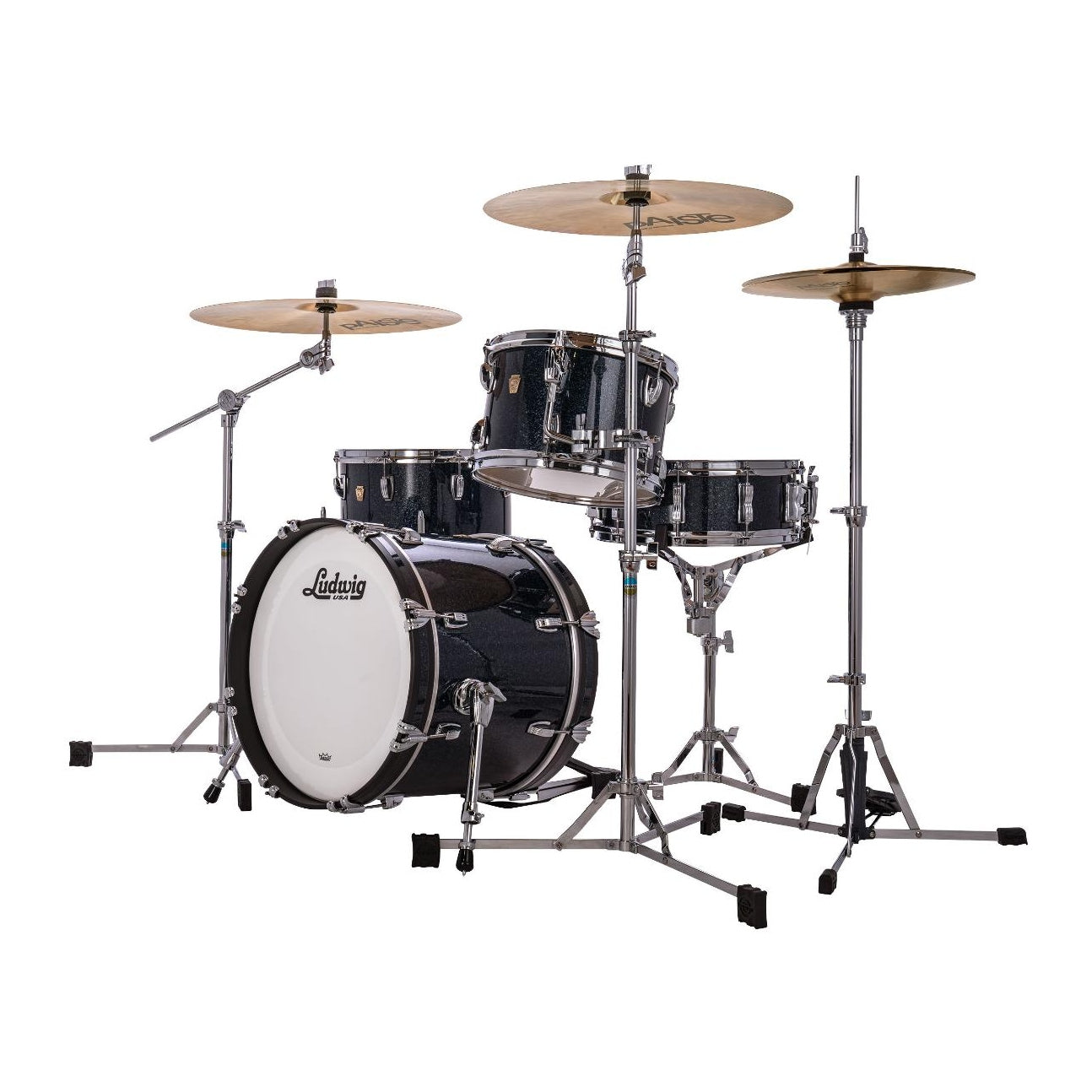 Ludwig Classic Maple 3pc Jazz Drum Set Hybrid Black Sparkle - Drum Center Of Portsmouth