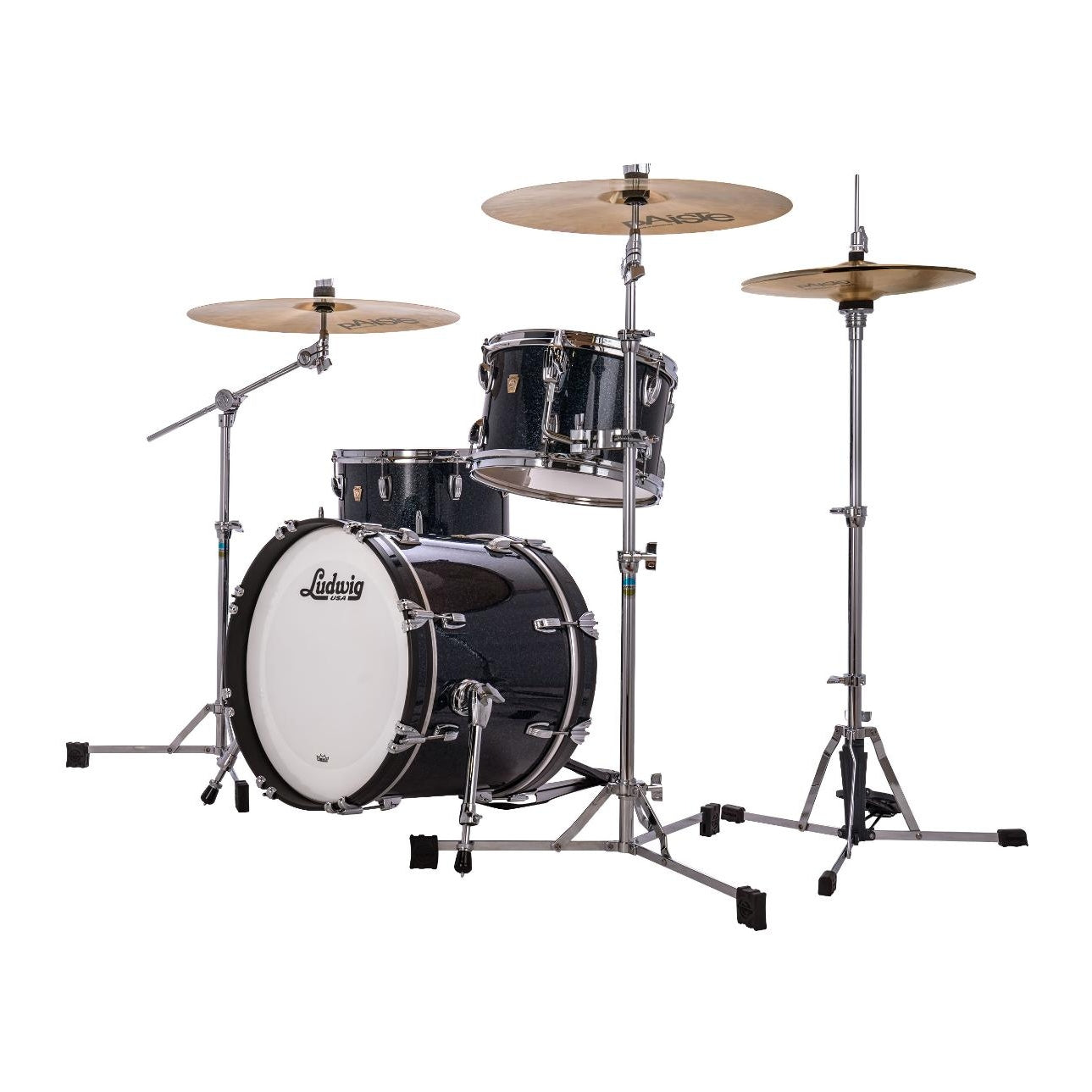 Ludwig Classic Maple 3pc Jazz Drum Set Hybrid Black Sparkle - Drum Center Of Portsmouth