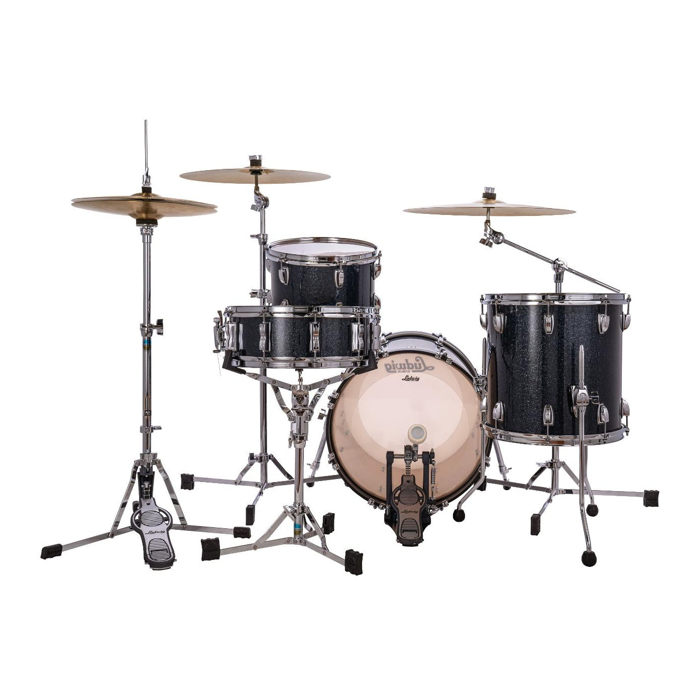 Ludwig Classic Maple 3pc Jazz Drum Set Hybrid Black Sparkle - Drum Center Of Portsmouth