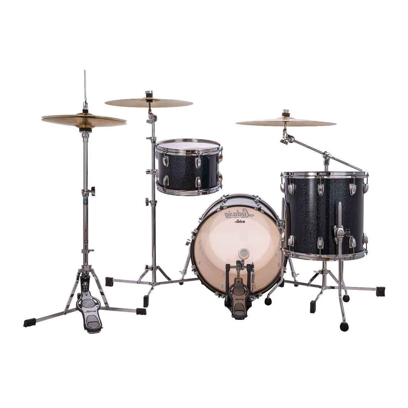 Ludwig Classic Maple 3pc Jazz Drum Set Hybrid Black Sparkle - Drum Center Of Portsmouth