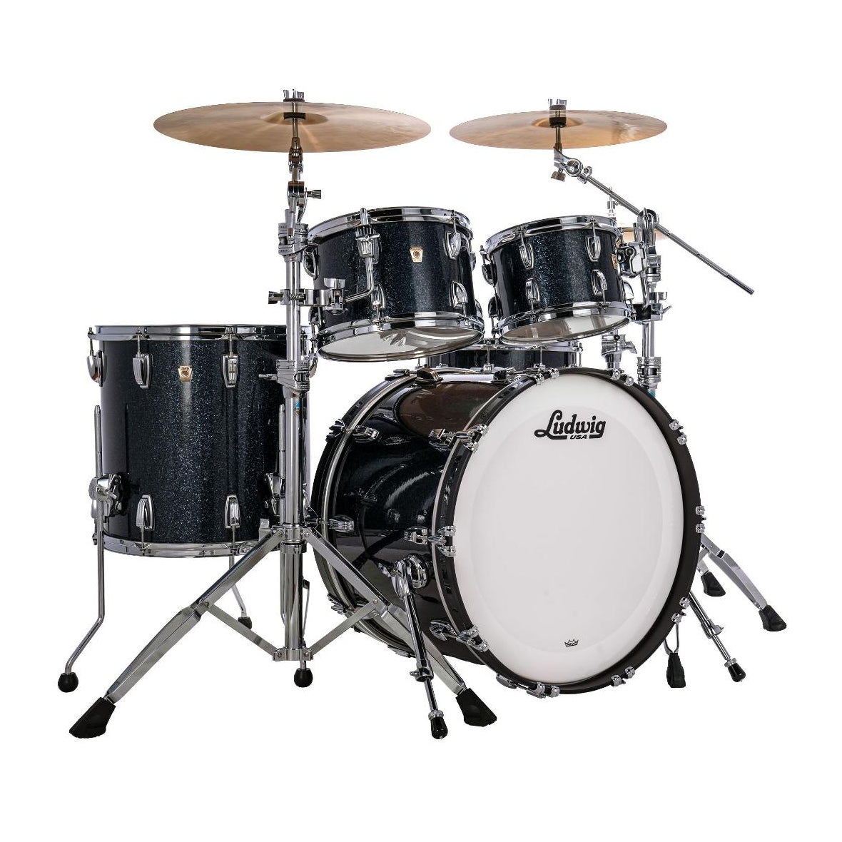 Ludwig Classic Maple 4pc Studio Drum Set Hybrid Black Sparkle - Drum Center Of Portsmouth