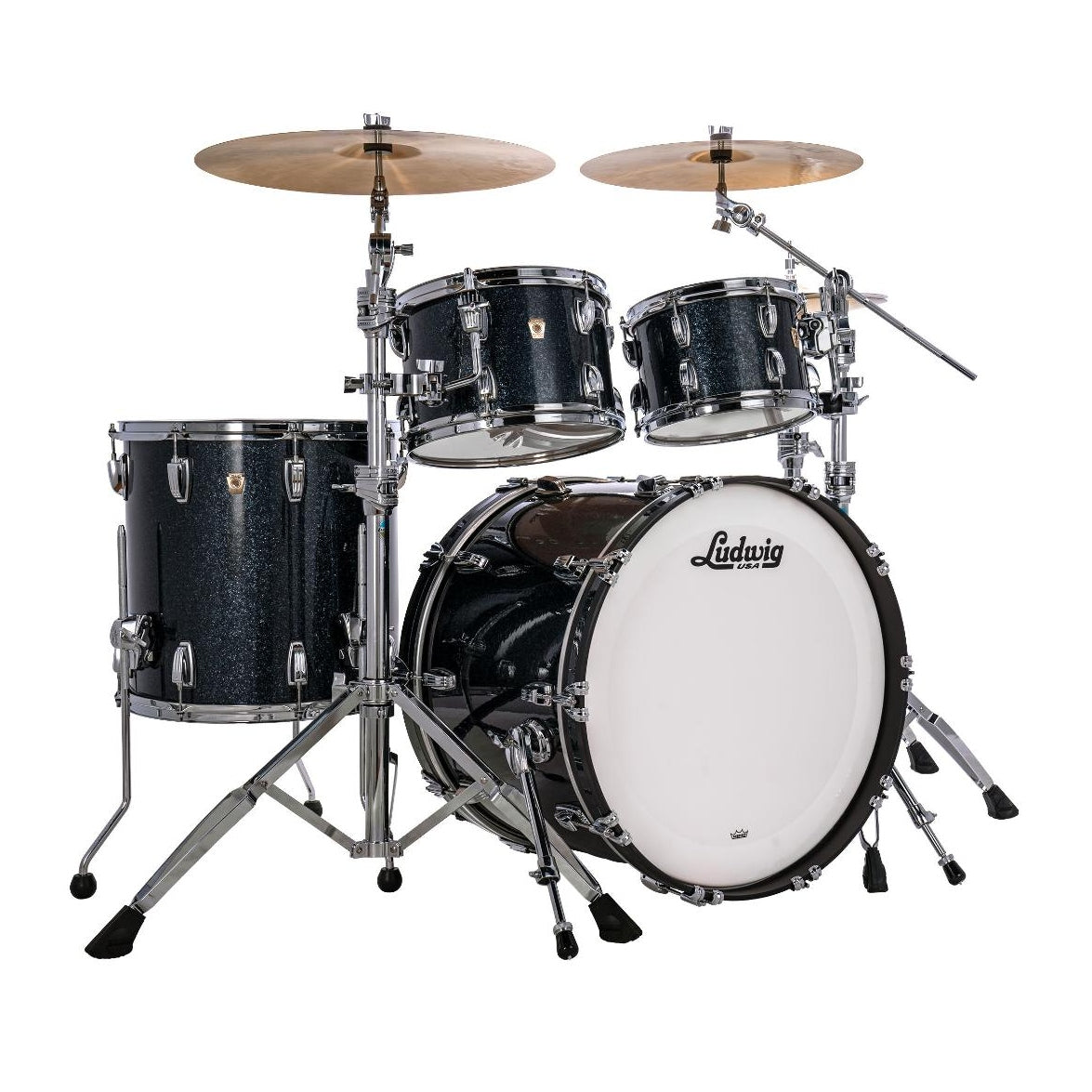 Ludwig Classic Maple 4pc Studio Drum Set Hybrid Black Sparkle - Drum Center Of Portsmouth