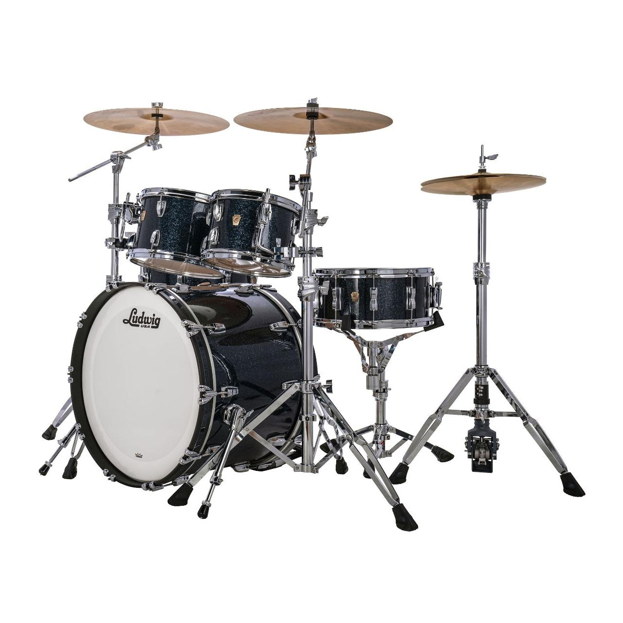 Ludwig Classic Maple 4pc Studio Drum Set Hybrid Black Sparkle - Drum Center Of Portsmouth