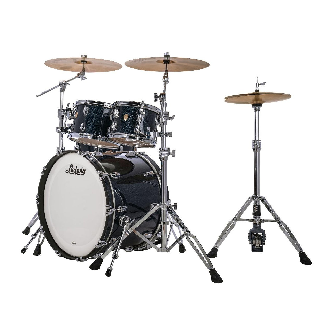 Ludwig Classic Maple 4pc Studio Drum Set Hybrid Black Sparkle - Drum Center Of Portsmouth