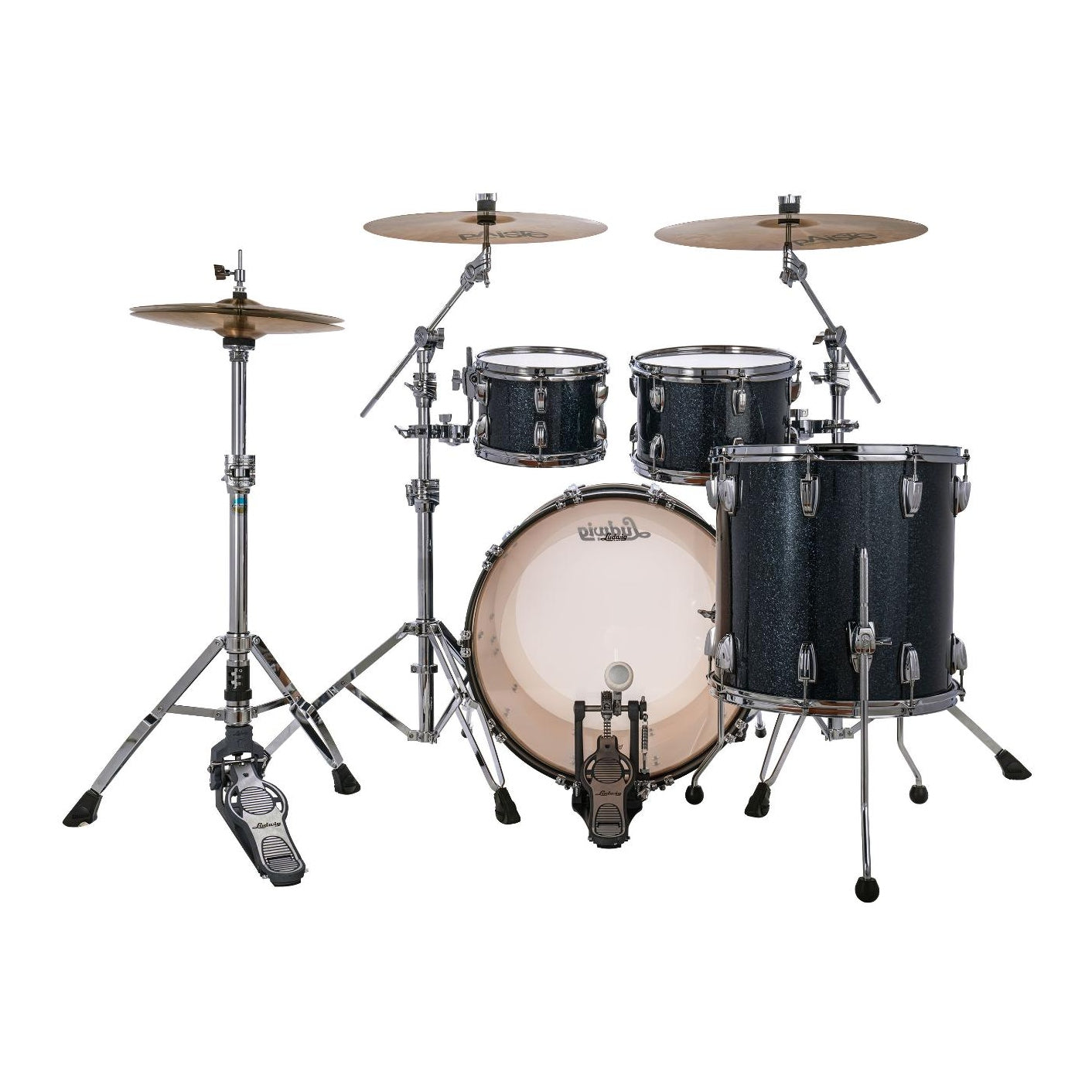 Ludwig Classic Maple 4pc Studio Drum Set Hybrid Black Sparkle - Drum Center Of Portsmouth