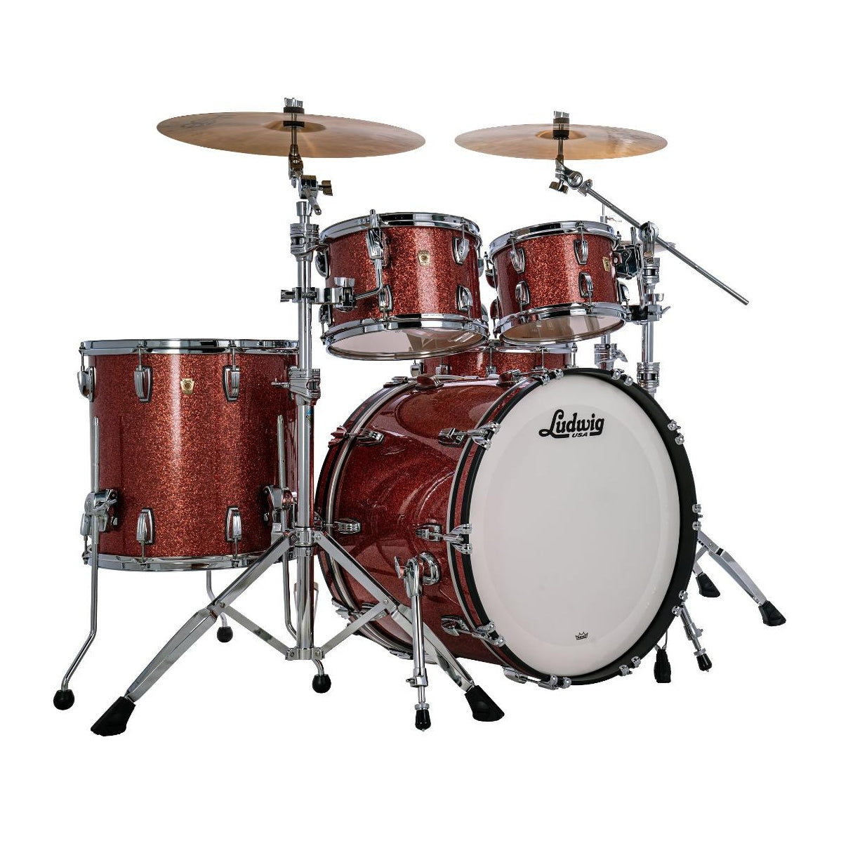 Ludwig Classic Maple 4pc Studio Drum Set Hybrid Copper Sparkle - Drum Center Of Portsmouth