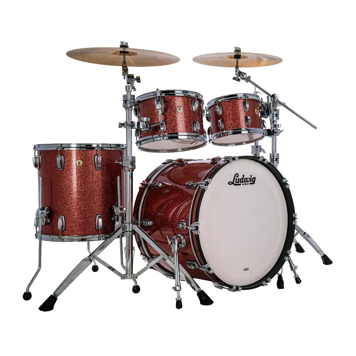 Ludwig Classic Maple 4pc Studio Drum Set Hybrid Copper Sparkle - Drum Center Of Portsmouth