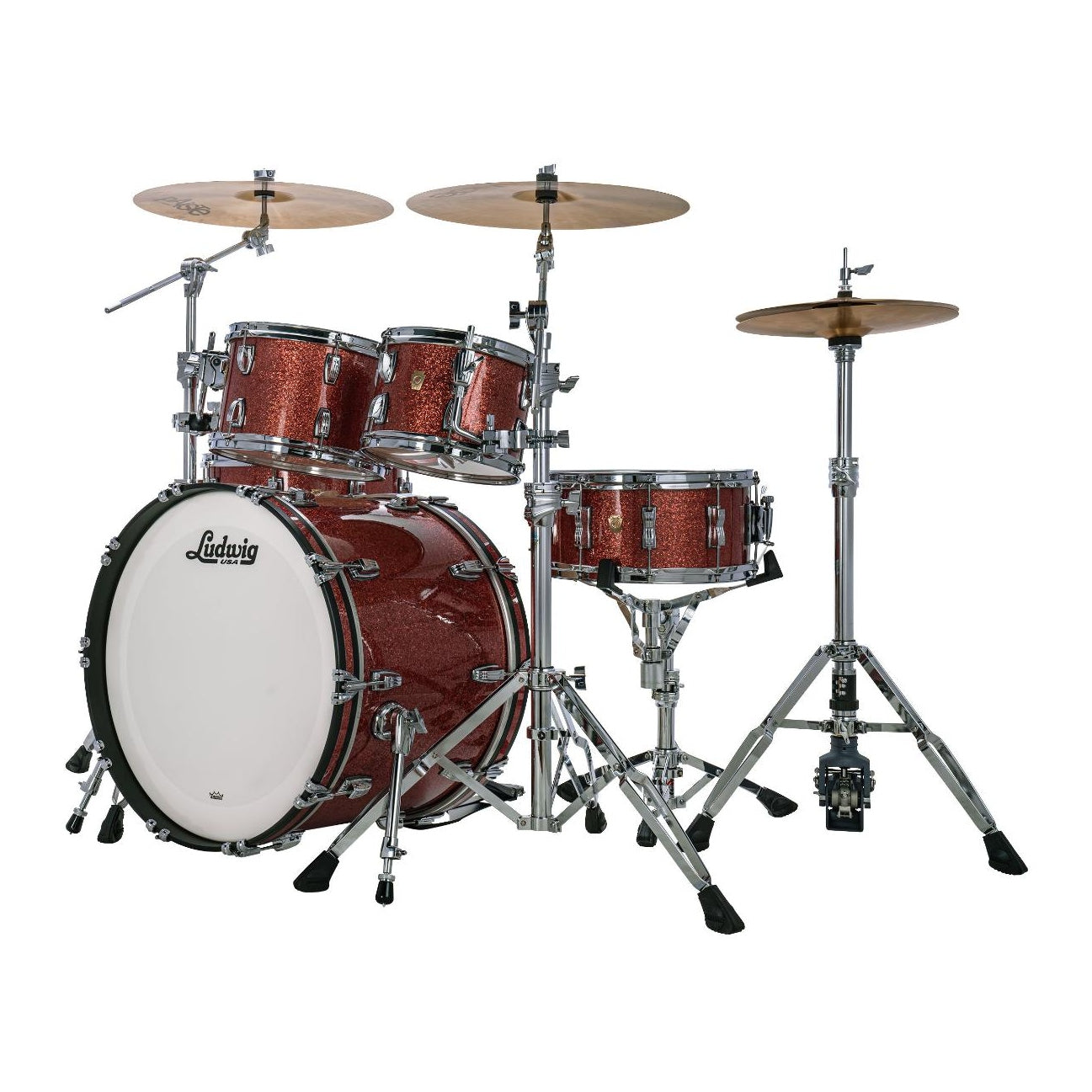 Ludwig Classic Maple 4pc Studio Drum Set Hybrid Copper Sparkle - Drum Center Of Portsmouth