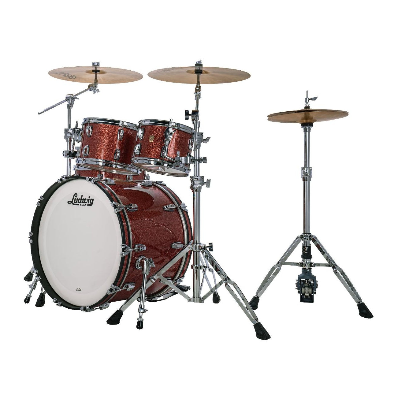 Ludwig Classic Maple 4pc Studio Drum Set Hybrid Copper Sparkle - Drum Center Of Portsmouth