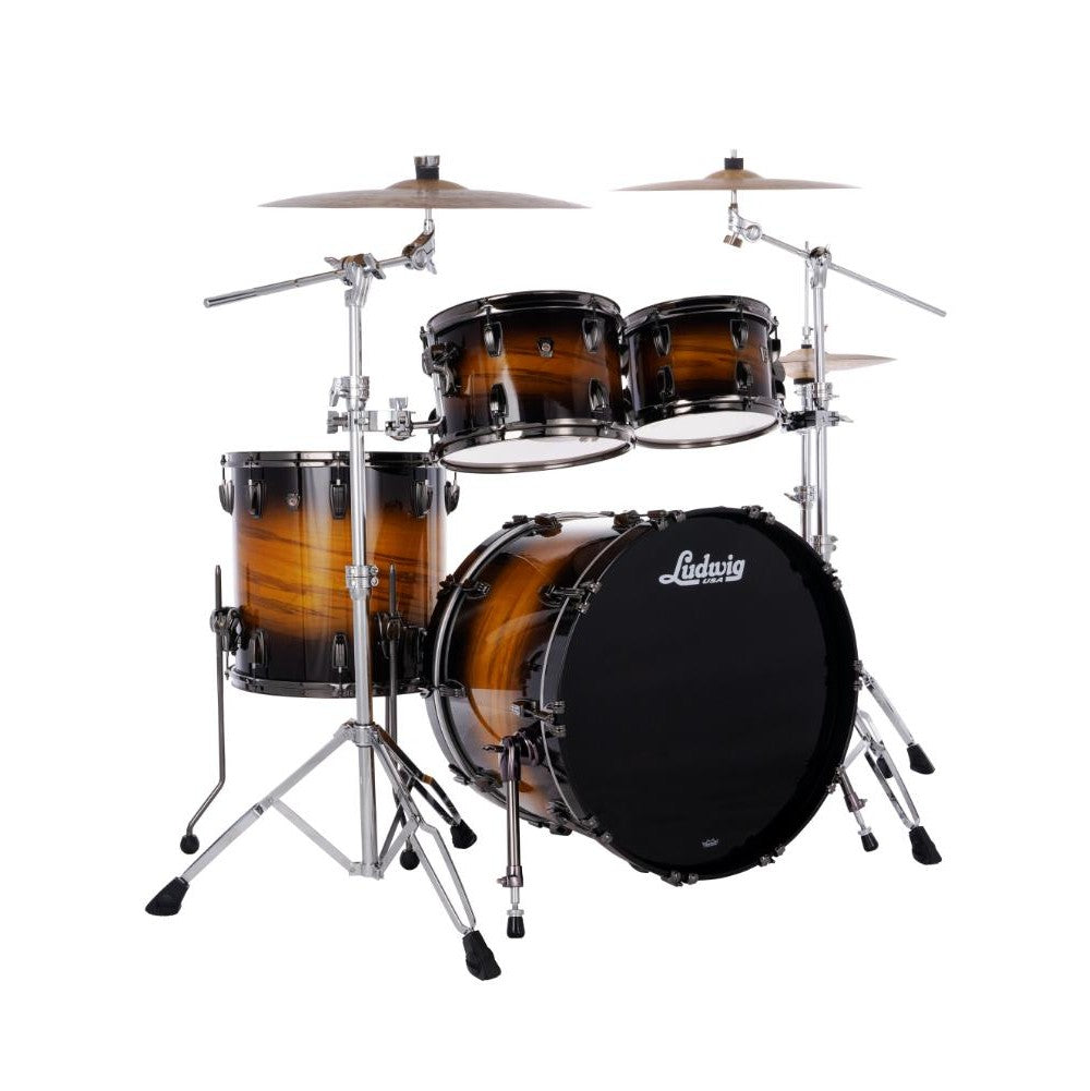 Ludwig Classic Maple Exotic Select 4pc Studio Drum Set Black Gold Burst - Drum Center Of Portsmouth
