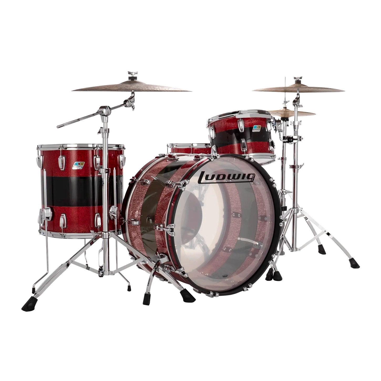 Ludwig Vistalite 3pc Drum Set Red/Smoke/Red 24/13/16 - Drum Center Of Portsmouth