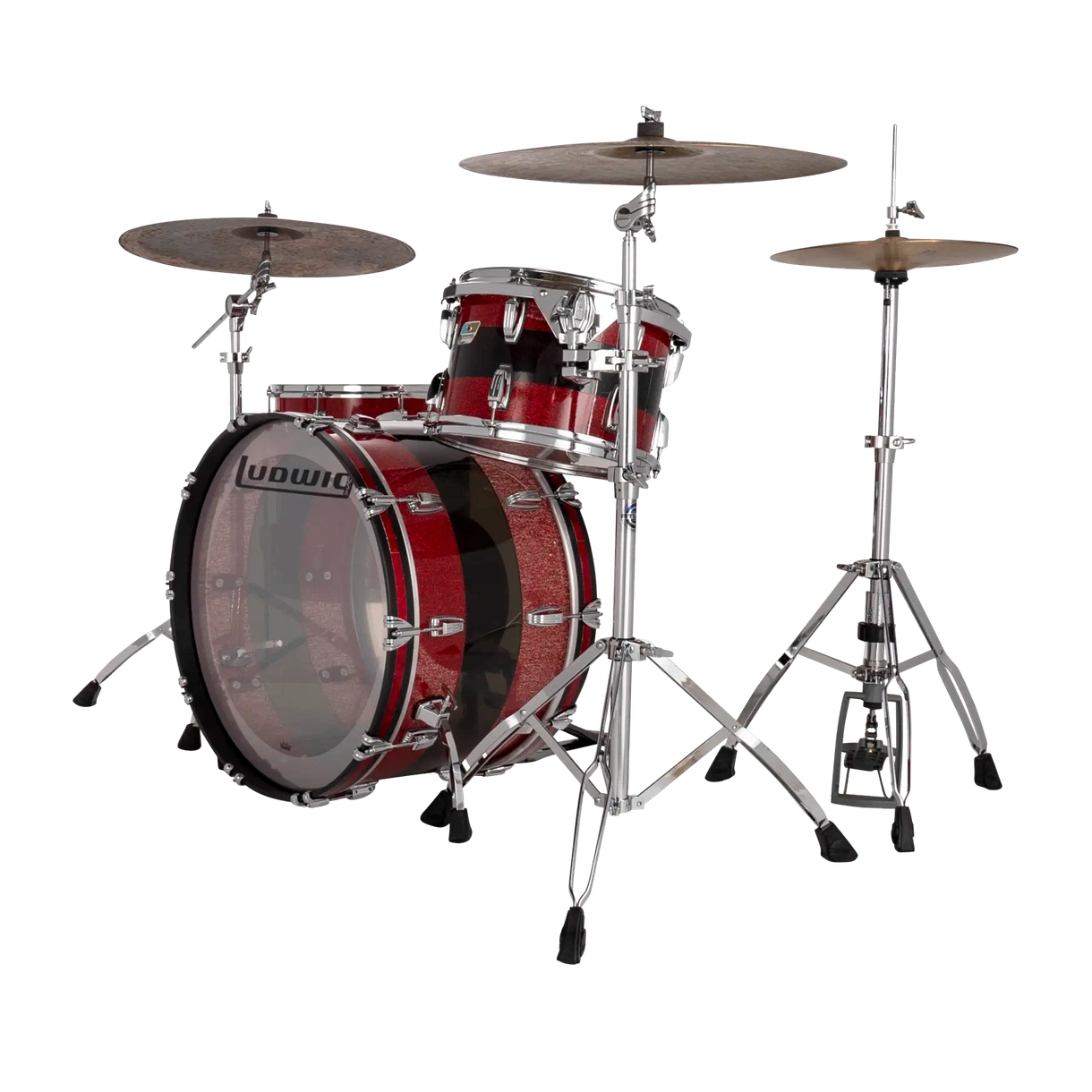 Ludwig Vistalite 3pc Drum Set Red/Smoke/Red 24/13/16 - Drum Center Of Portsmouth