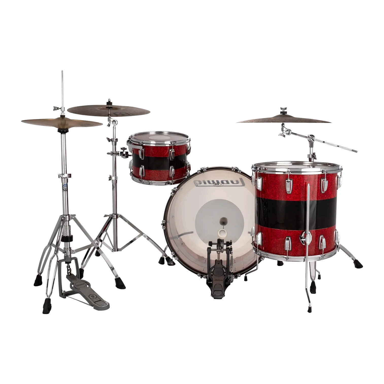 Ludwig Vistalite 3pc Drum Set Red/Smoke/Red 24/13/16 - Drum Center Of Portsmouth