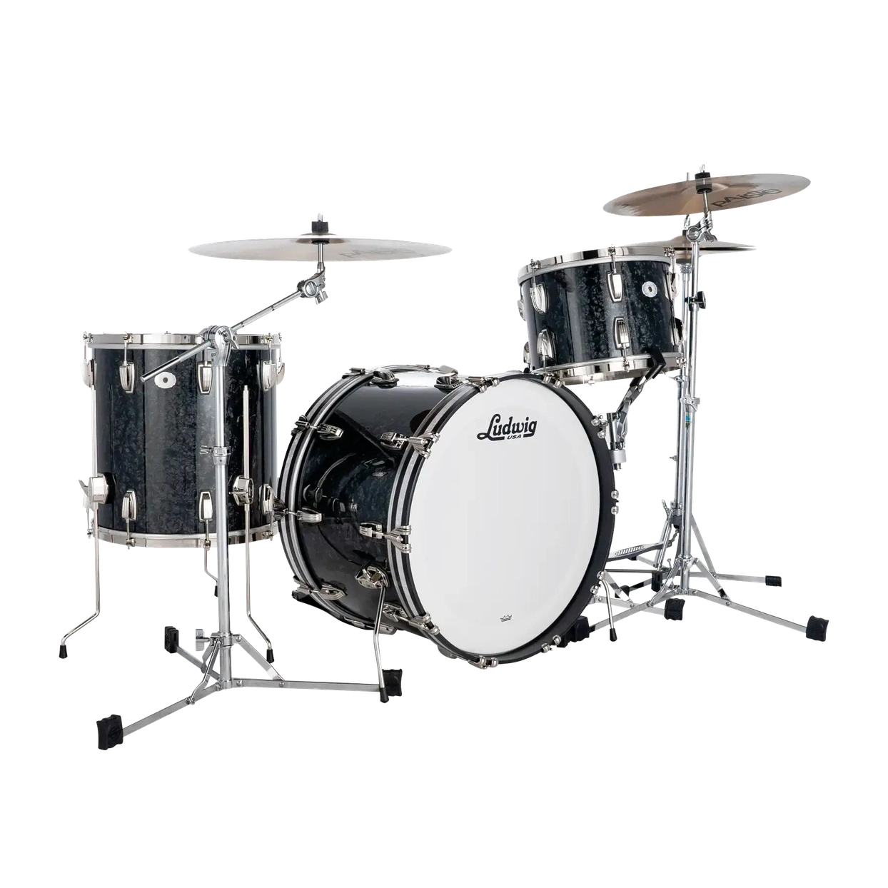 Ludwig Classic Maple 3pc Fab Drum Set Limited Edition Ebony Pearl - Drum Center Of Portsmouth