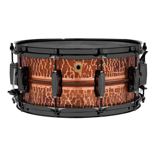 Ludwig Copper Phonic Snare Drum 14x6.5 Raw Hammered w/Black Hardware - Drum Center Of Portsmouth