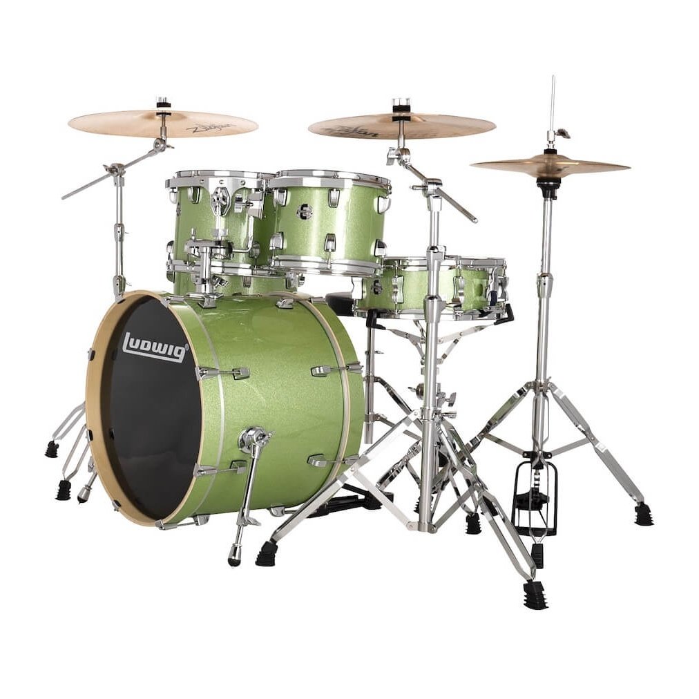 Ludwig Evolution 5pc Complete Drum Set w/20"BD Mint Green Sparkle - Drum Center Of Portsmouth