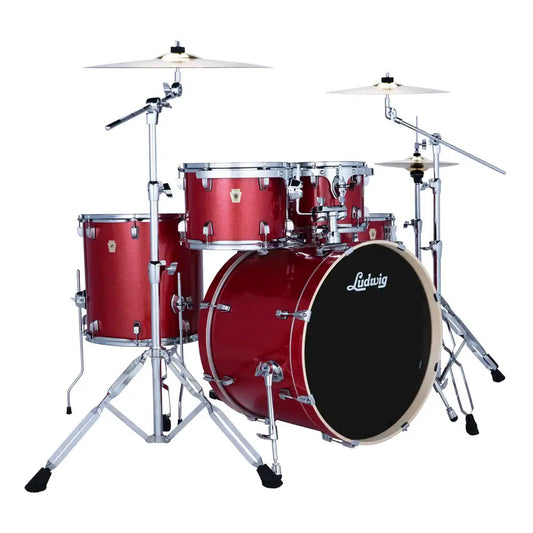 Ludwig Evolution 5pc Complete Drum Set (22"BD) & Paiste Cymbals Crimson Sparkle - Drum Center Of Portsmouth