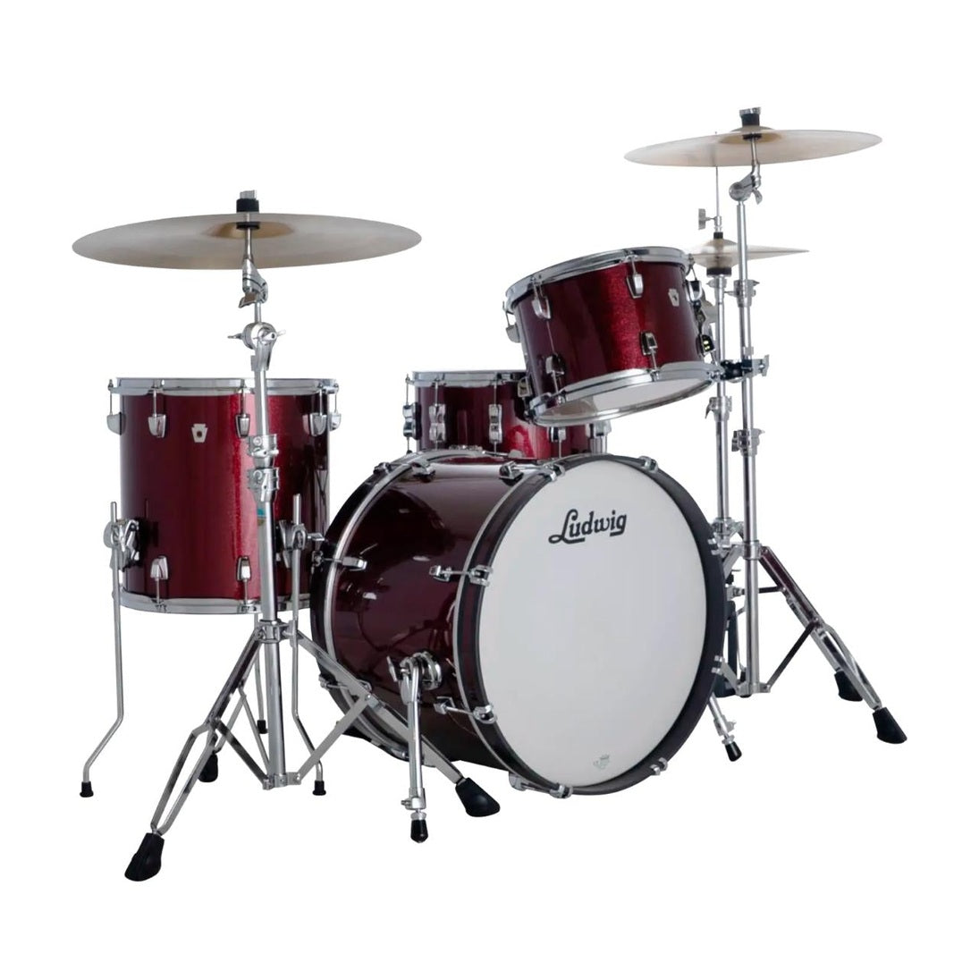 Ludwig Neusonic 3pc Downbeat Drum Set Merlot Super Sparkle - Drum Center Of Portsmouth