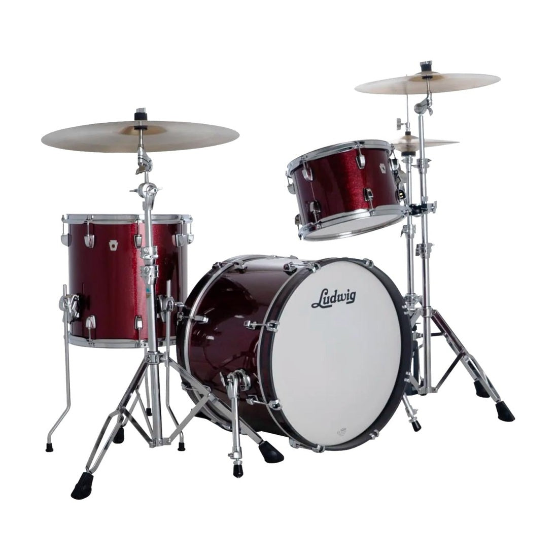 Ludwig Neusonic 3pc Downbeat Drum Set Merlot Super Sparkle - Drum Center Of Portsmouth