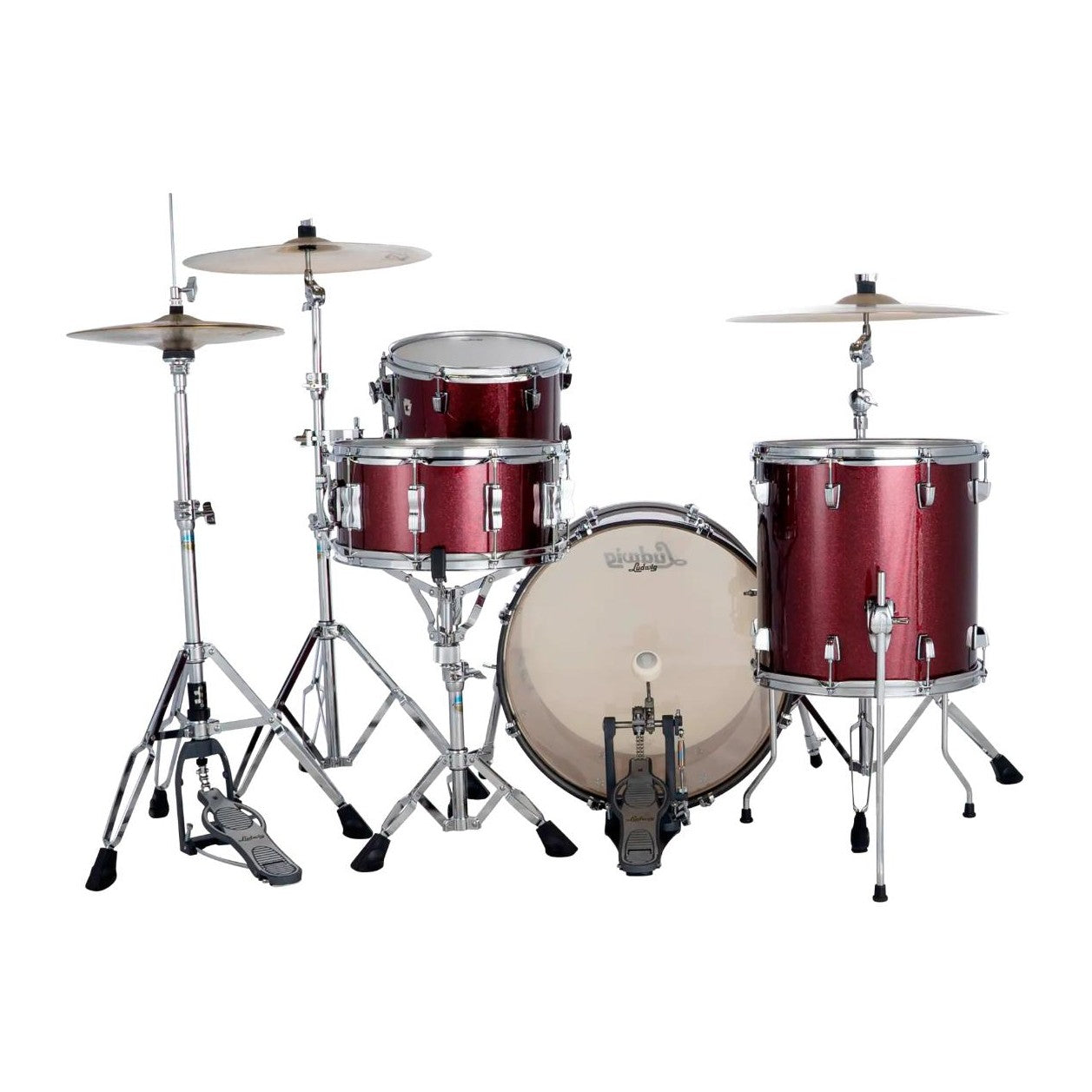 Ludwig Neusonic 3pc Downbeat Drum Set Merlot Super Sparkle - Drum Center Of Portsmouth