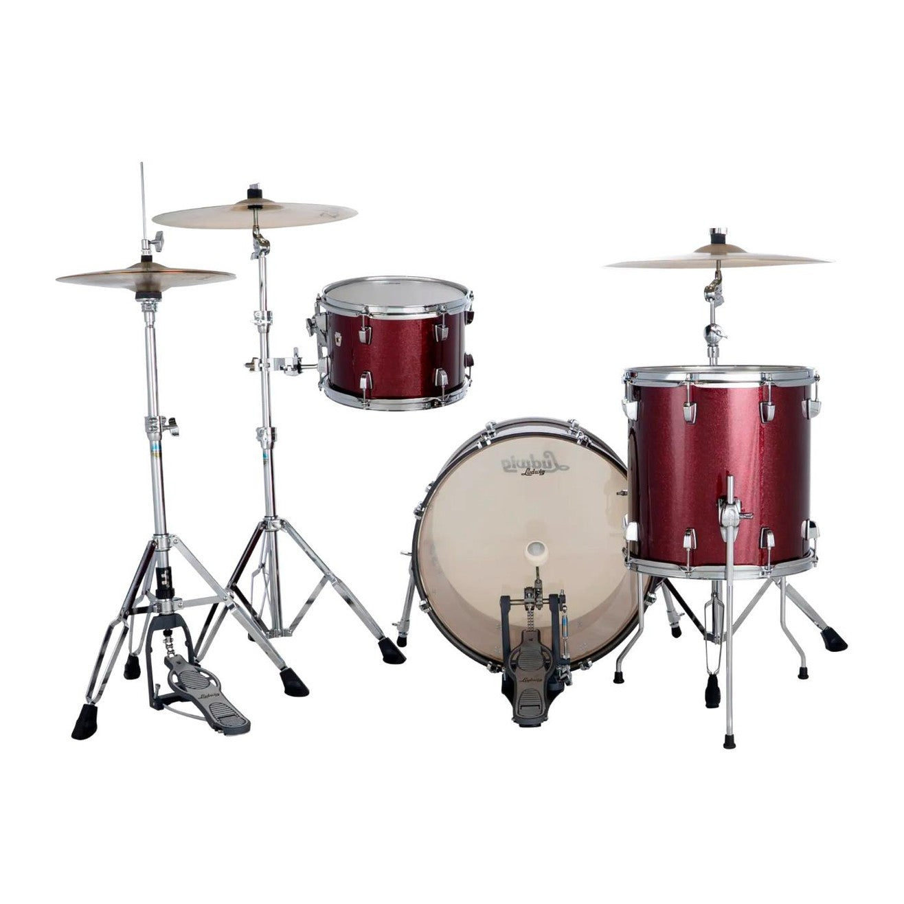 Ludwig Neusonic 3pc Downbeat Drum Set Merlot Super Sparkle - Drum Center Of Portsmouth