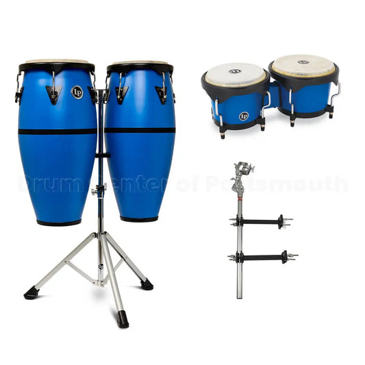 LP Discovery II Ultralight Conga, Bongo & Arm Bundle Race Car Blue - Drum Center Of Portsmouth