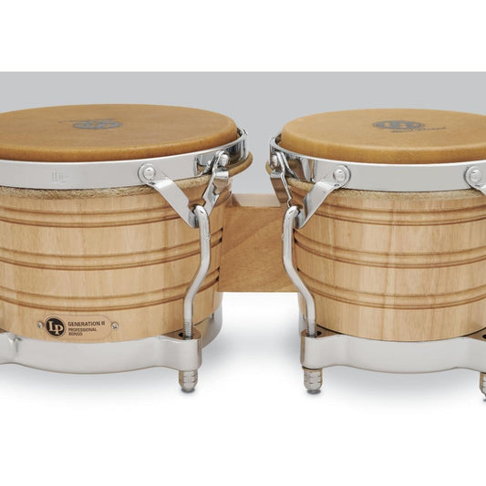 LP Generation II Wood Bongos Gloss Natural w/Traditional Rims - Drum Center Of Portsmouth
