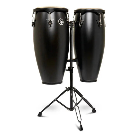 LP City II Mango Wood Conga Set 10" & 11" w/Stand Black
