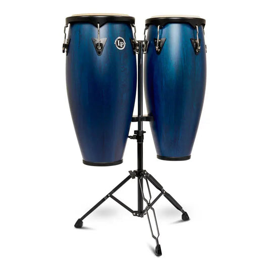 LP City II Mango Wood Conga Set 10" & 11" w/Stand Blue
