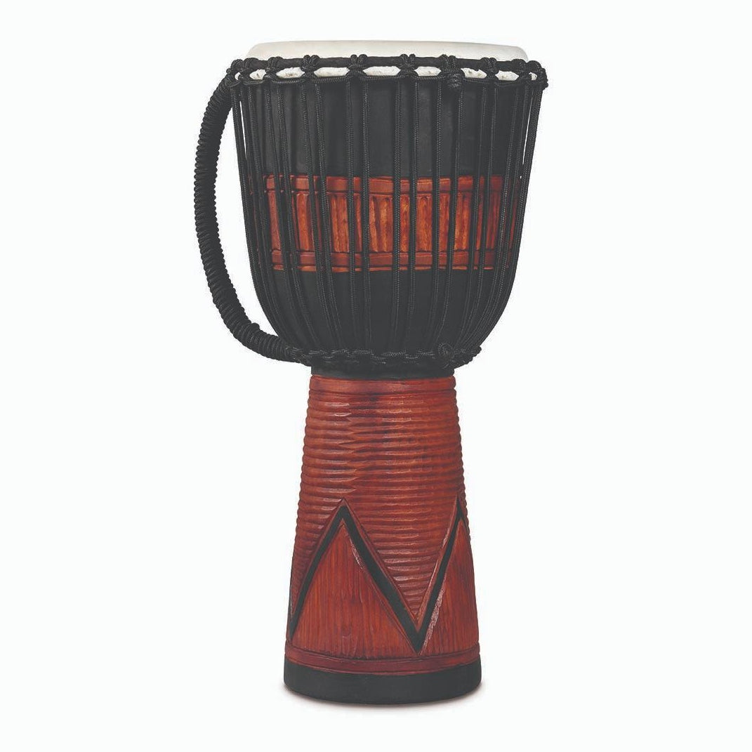 LP World Beat Wood Art Large Djembe, Black/Brown - Drum Center Of Portsmouth
