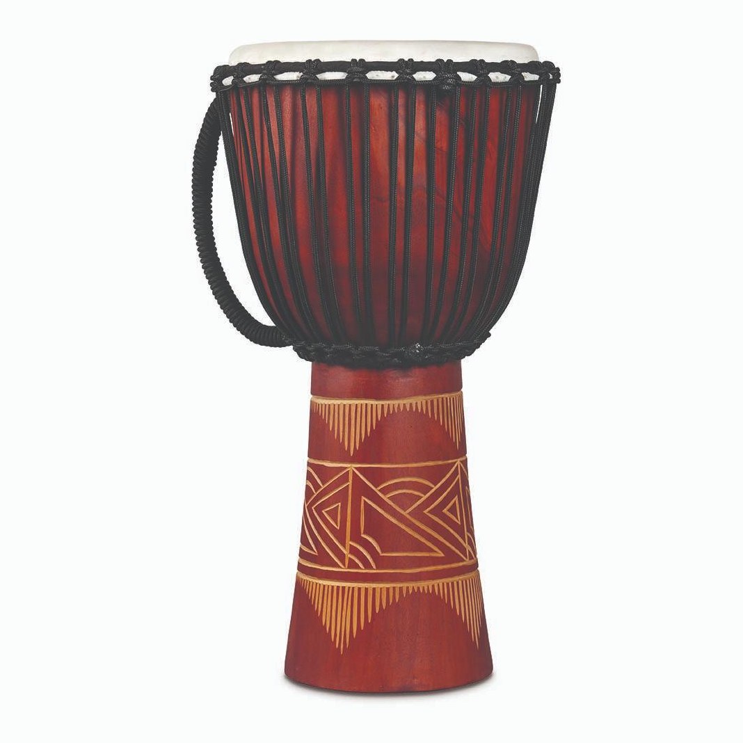 Latin Percussion World Beat Wood Art Large Djembe - Red w/Natural - Drum Center Of Portsmouth