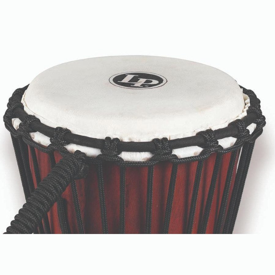 Latin Percussion World Beat Wood Art Large Djembe - Red w/Natural - Drum Center Of Portsmouth