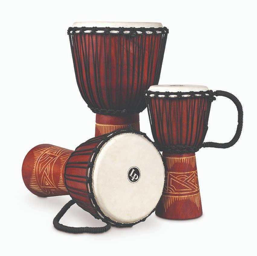 Latin Percussion World Beat Wood Art Large Djembe - Red w/Natural - Drum Center Of Portsmouth