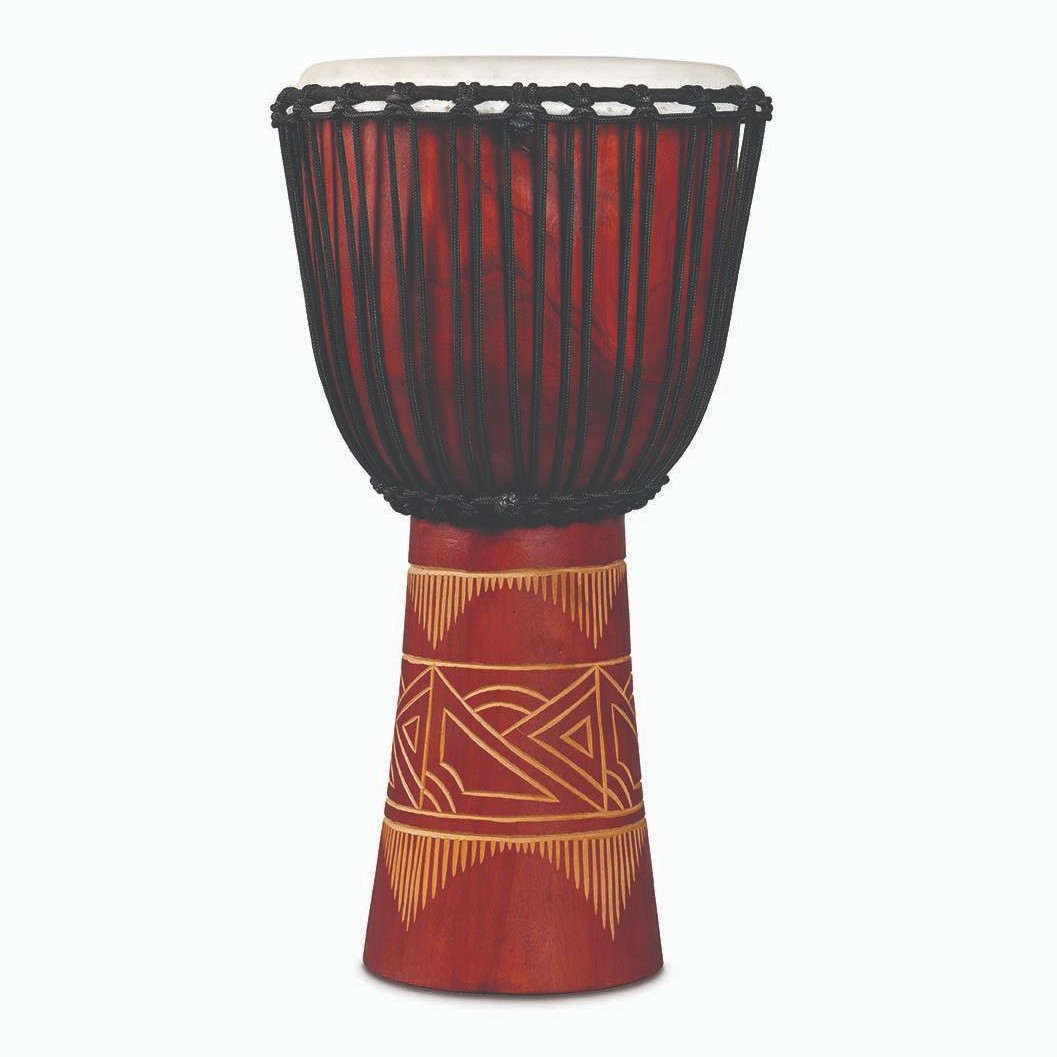 Latin Percussion World Beat Wood Art Large Djembe - Red w/Natural - Drum Center Of Portsmouth
