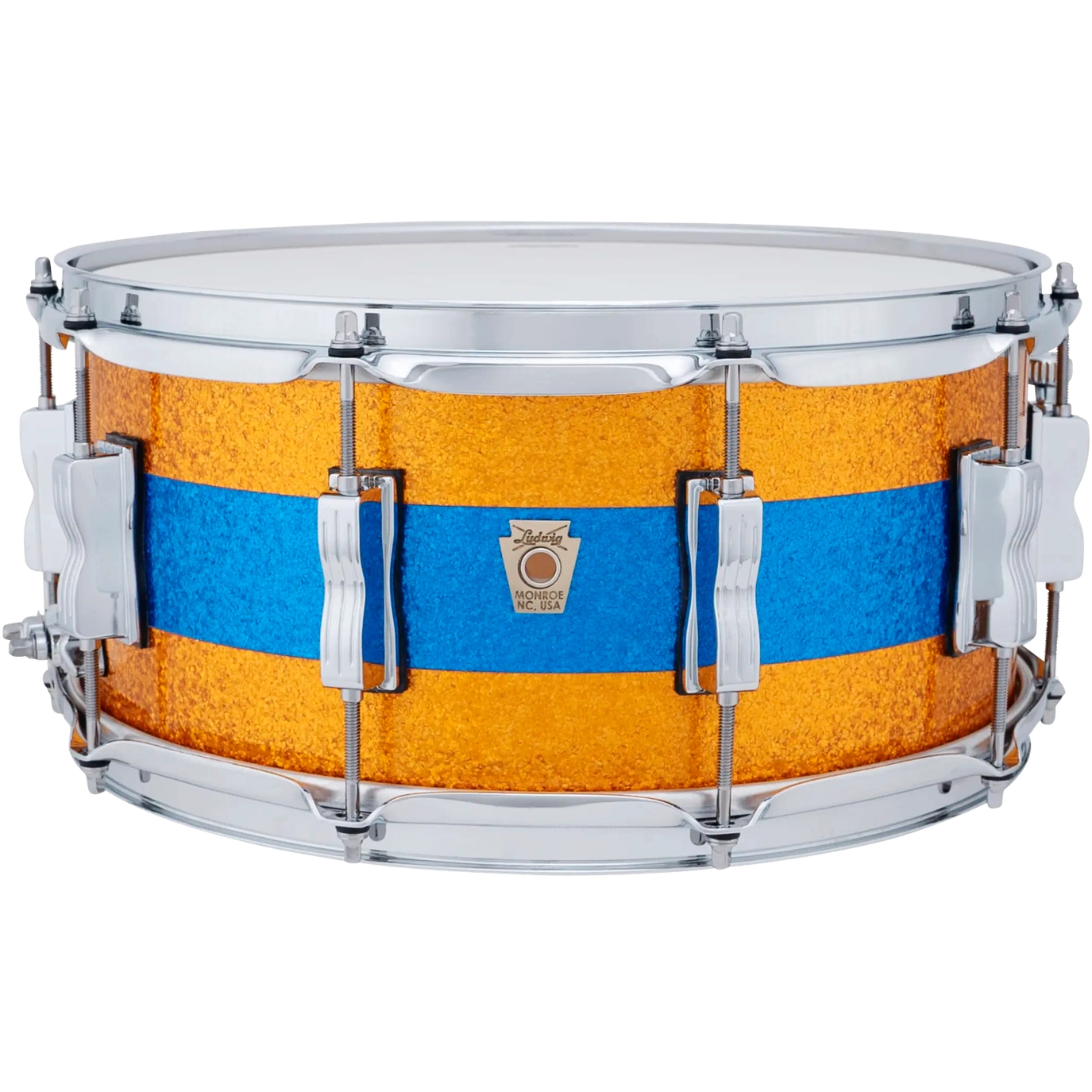 Ludwig Classic Maple Snare Drum 14x6.5 Gold/Blue/Gold Tri-Band - Drum Center Of Portsmouth