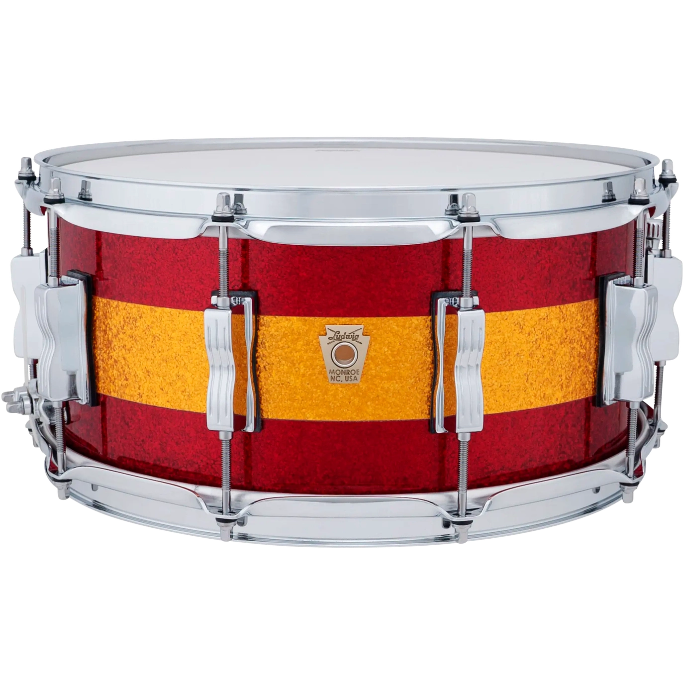 Ludwig Classic Maple Snare Drum 14x6.5 Red/Gold/Red Tri-Band - Drum Center Of Portsmouth