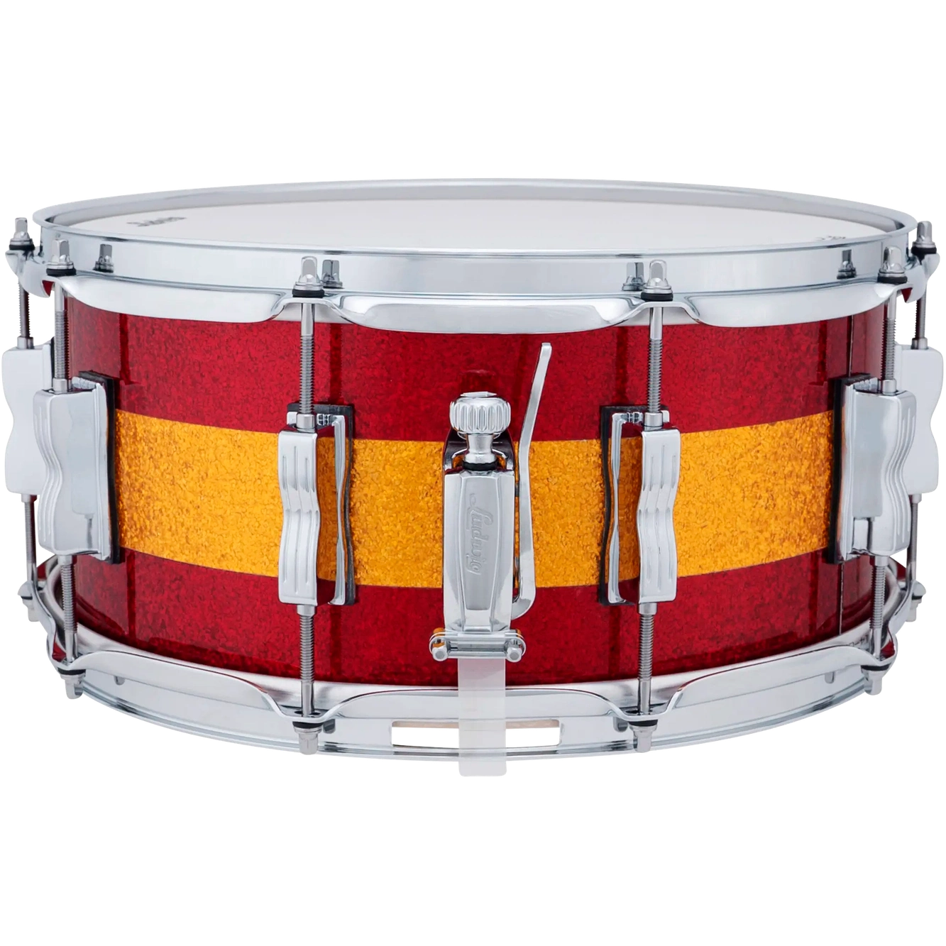 Ludwig Classic Maple Snare Drum 14x6.5 Red/Gold/Red Tri-Band - Drum Center Of Portsmouth