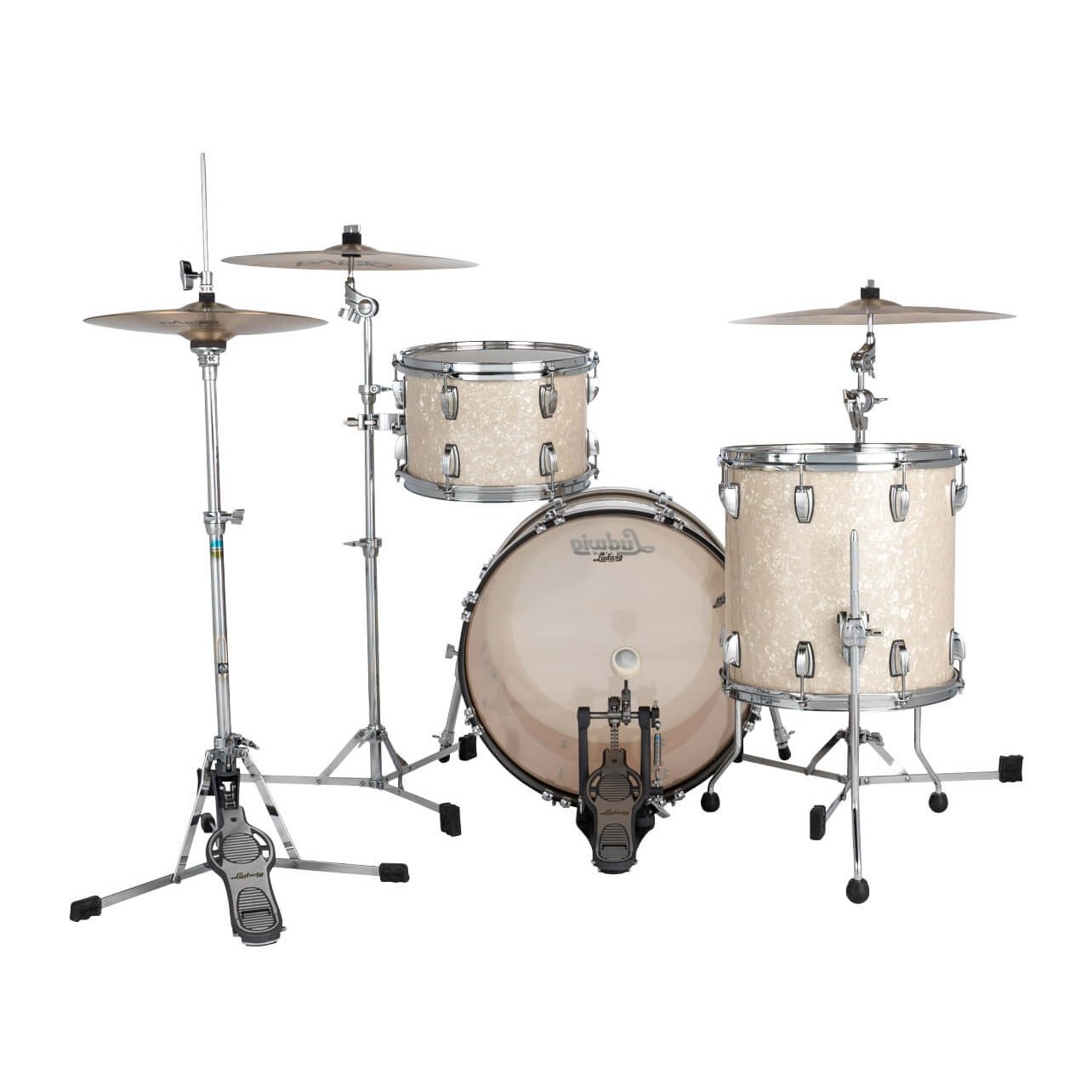 Ludwig Classic Maple 3pc Downbeat Drum Set Vintage White Marine - Drum Center Of Portsmouth