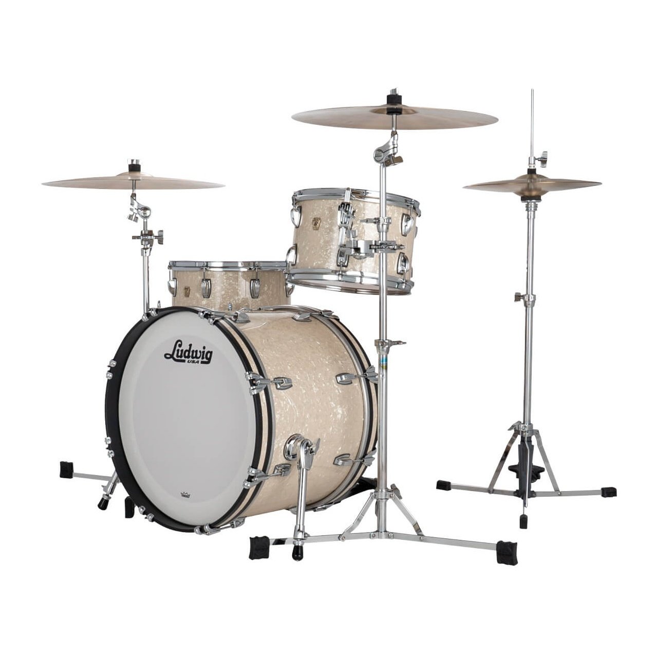 Ludwig Classic Maple 3pc Downbeat Drum Set Vintage White Marine - Drum Center Of Portsmouth