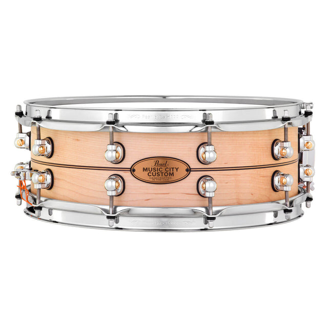 Pearl Music City Custom Solid Ash 14x5 Snare Drum Natural w/Boxwood-Rose Inlay - Drum Center Of Portsmouth