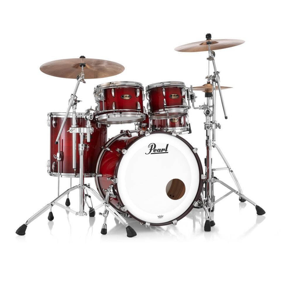 Pearl Masters Maple/Gum 4pc Drum Set w/L-Bracket R2 Mounts Deep Redburst - Drum Center Of Portsmouth